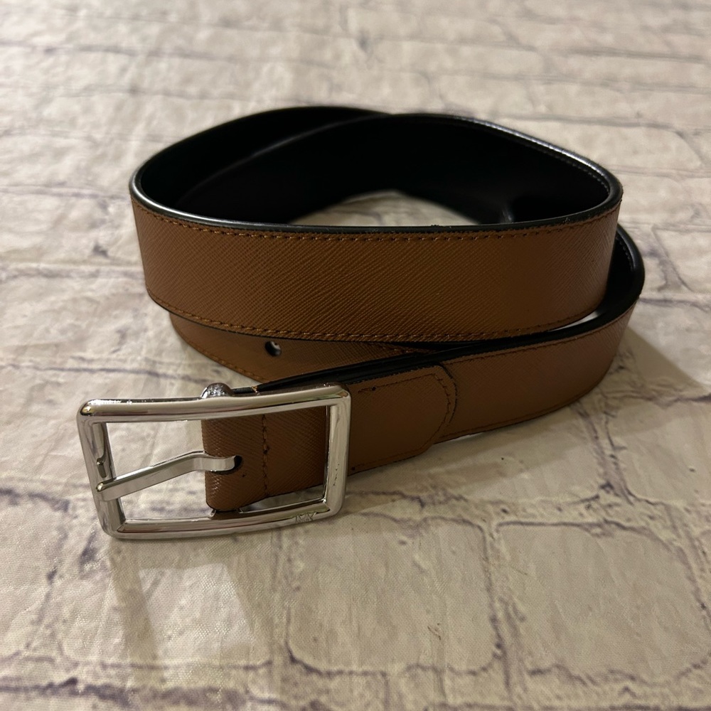 MICHAEL KORS VINTAGE MADE IN TAIWAN BROWN WITH SILVER TONE BUCKLE BELT SIZE 34